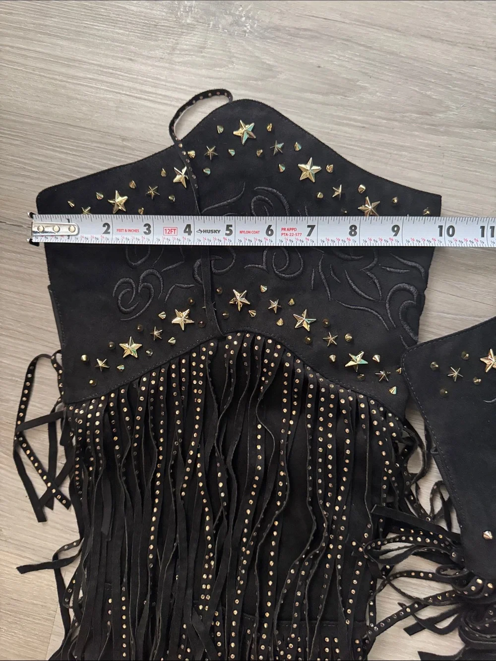 Cape Robbin Black Fringe Over-the-Knee Stiletto Boots with Gold Studs